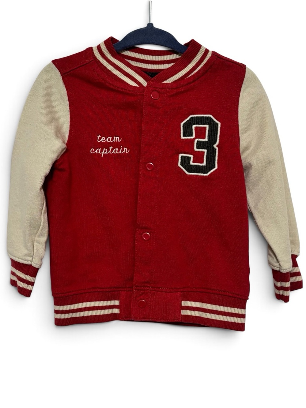 🎉 (18m) Carter's Toddler Boy Red Cream Varsity Snap Front Jacket